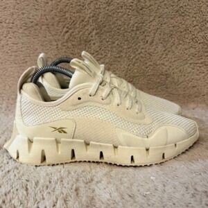 Reebok Zig Dynamica 4 Womens Running Shoes Cream Off White Mesh Sneakers Size 7